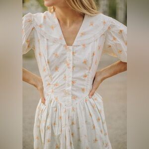 Worn Once! Wilder Collective Juliette Dress in Organic Pink Rosebud Cotton Small